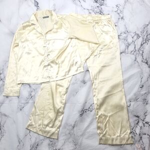 Prettylittlething 2pc pajama set faux silk white trim lightweight sleepwear sz 6